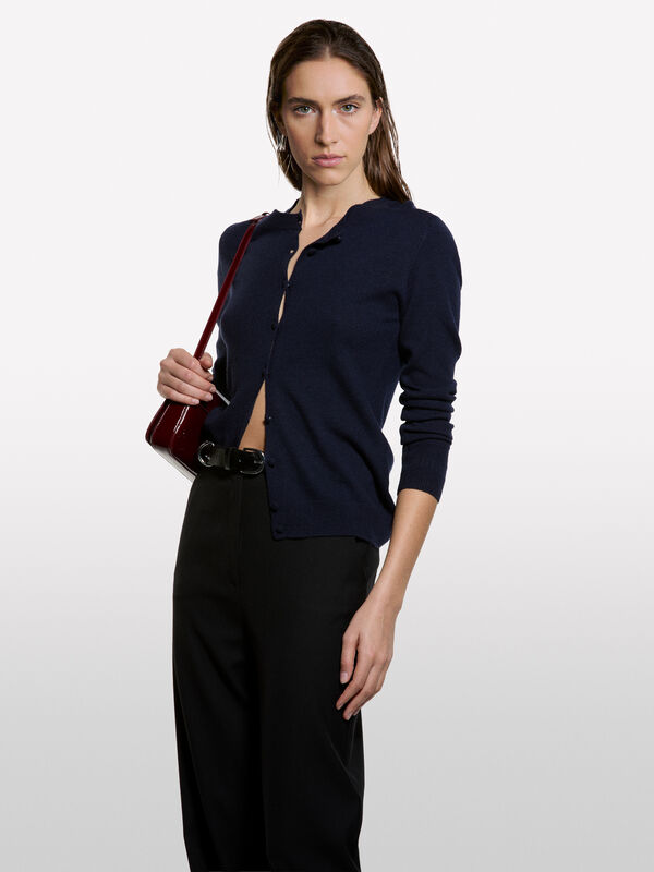 Cardigã regular fit azul-escuro - cardigãs para mulher | Sisley