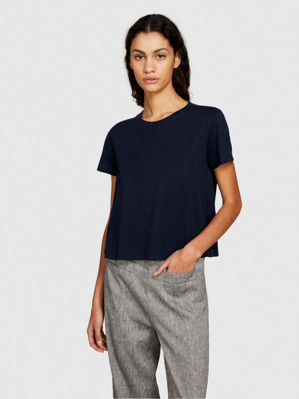 T-shirt boxy fit em algodão orgânico - t-shirt de manga curta para mulher | Sisley