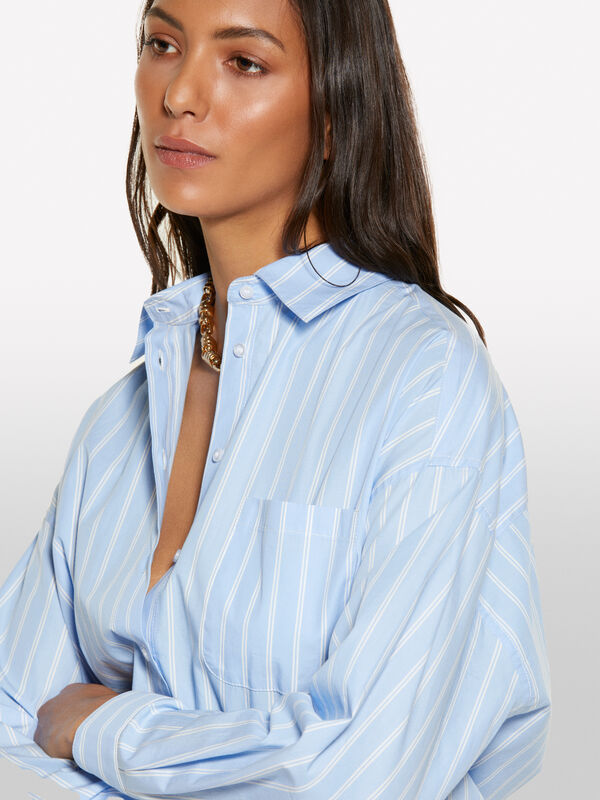 Camisa over às riscas azul-claro - camisas para mulher | Sisley