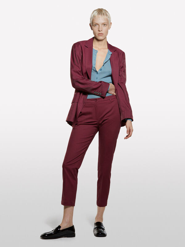 Chinos slim fit bordô - calças slim-fit para mulher | Sisley