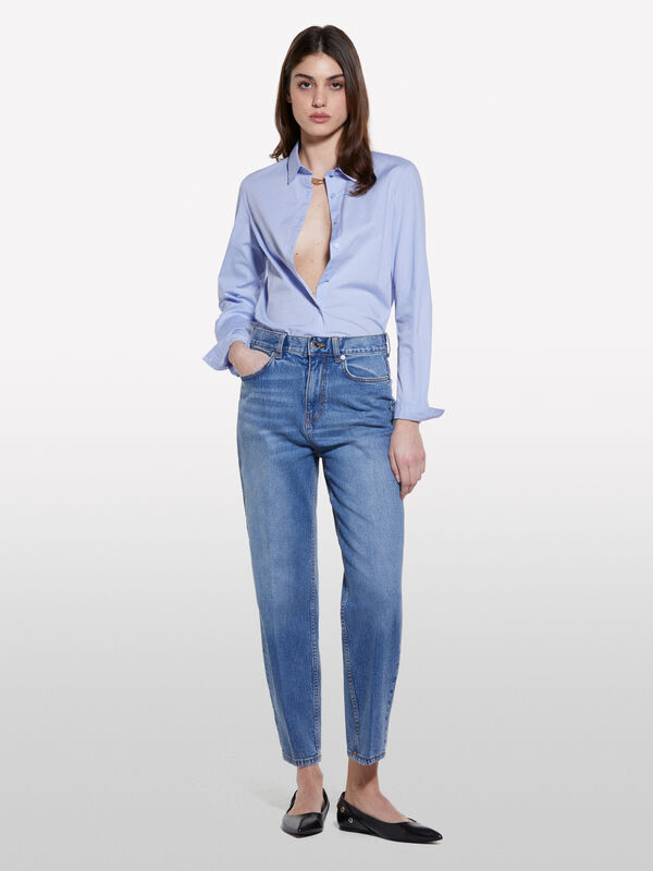 Jeans Style 69 mom fit azul - jeans mom fit e boyfriend para mulher | Sisley