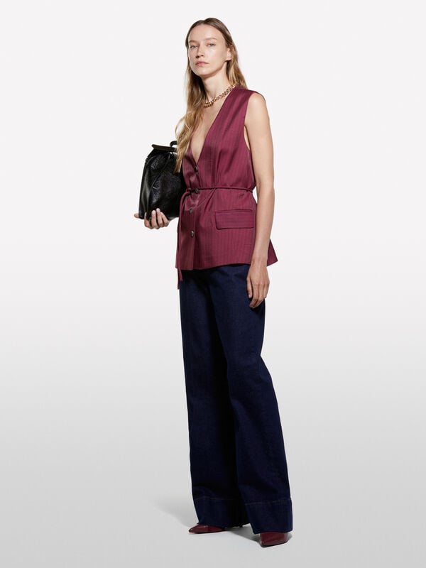 Colete rosa blush às riscas - coletes para mulher | Sisley