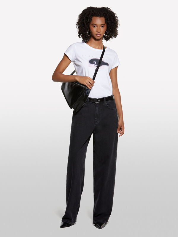 Jeans baggy fit preto Jeans baggy fit preto - jeans largos para mulher | Sisley