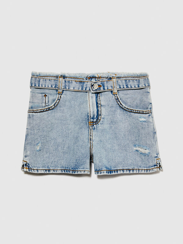 Shorts de jeans com cinto - calções para menina | Sisley Young