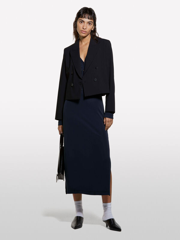 Blazer Spencer preto trespassado - blazers para mulher | Sisley