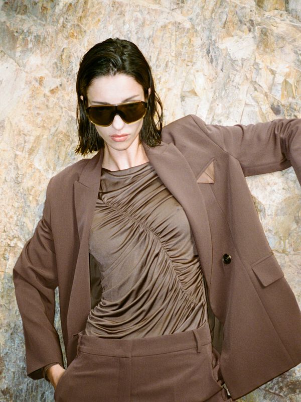 Blazer trespassado marrom - blazers para mulher | Sisley