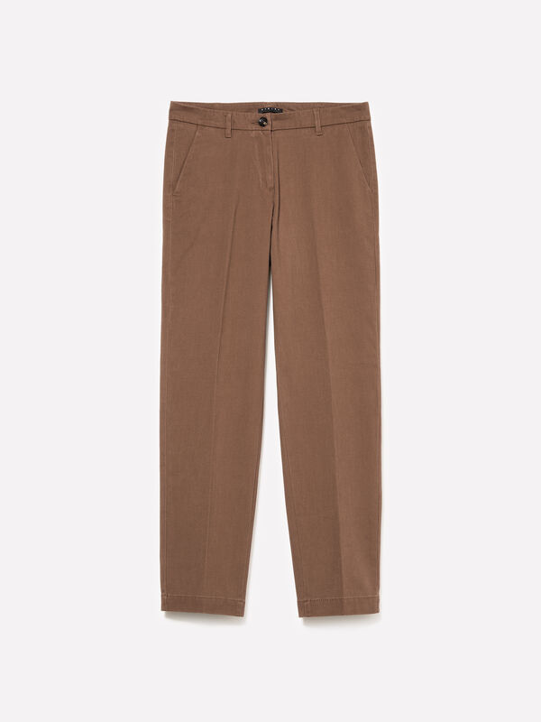 Calças chino marrom cigarette - calças chinos para mulher | Sisley
