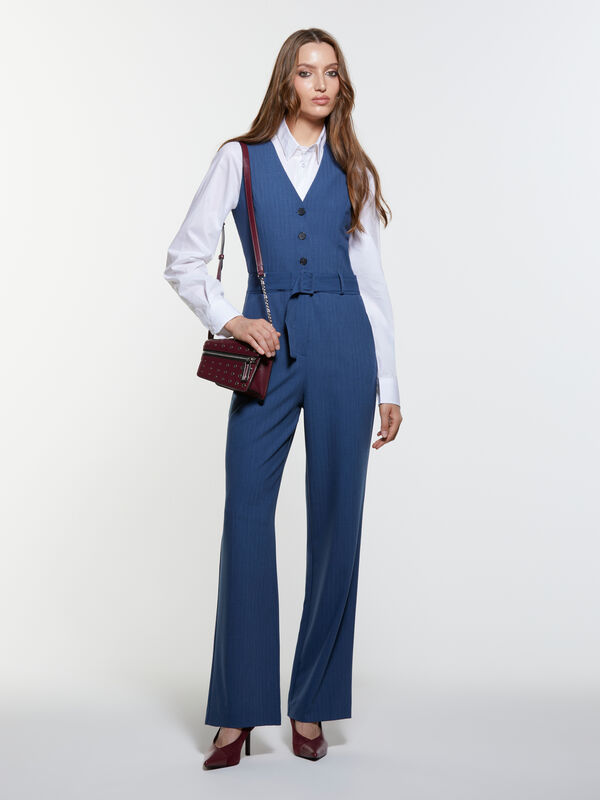 Macacão azul palazzo - macacões jumpsuits para mulher | Sisley