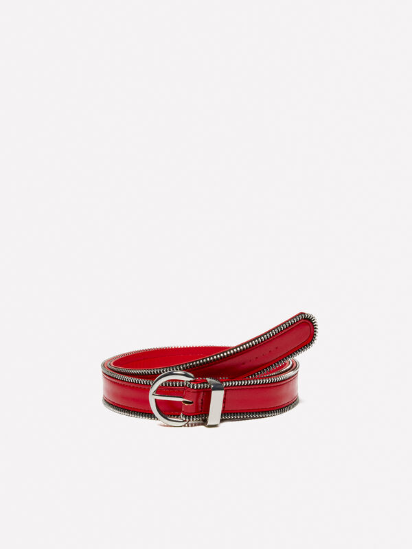 Cinto vermelho com fecho de correr - cintos para mulher | Sisley