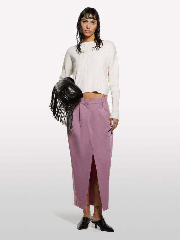 Camisola branco nata com decote à barco - camisolas decote à barco para mulher | Sisley