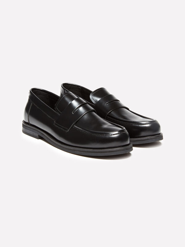 Mocassins pretos 100% pele - sapatos para homem | Sisley
