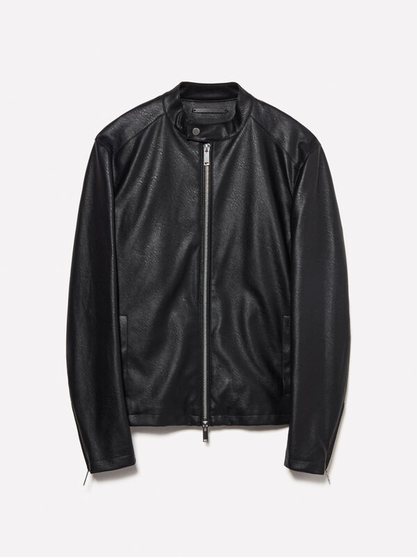 Blusão biker preto slim fit Blusão biker preto slim fit - blusões e casacos para homem | Sisley