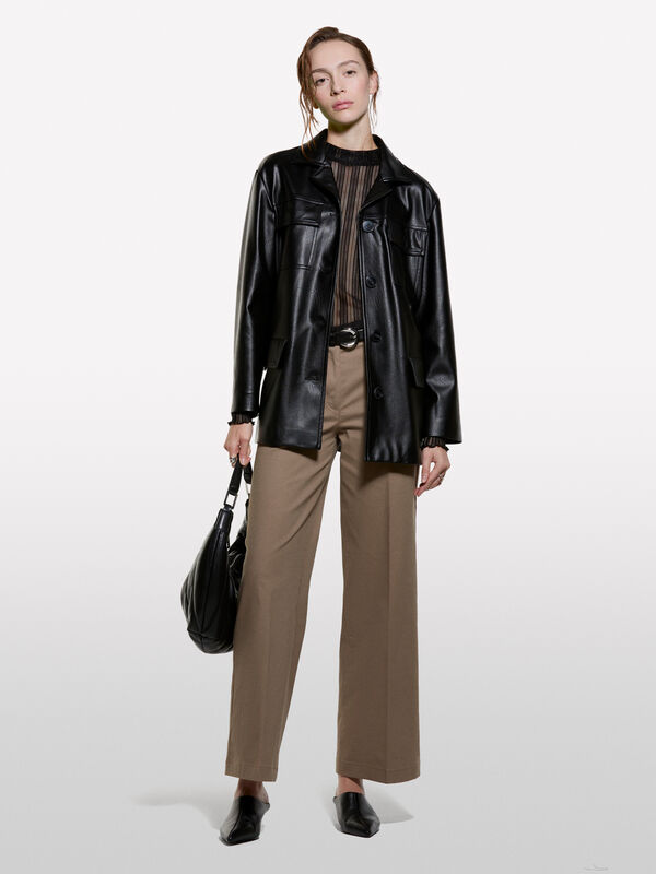 Calças wide fit marrom - calças palazzo para mulher | Sisley