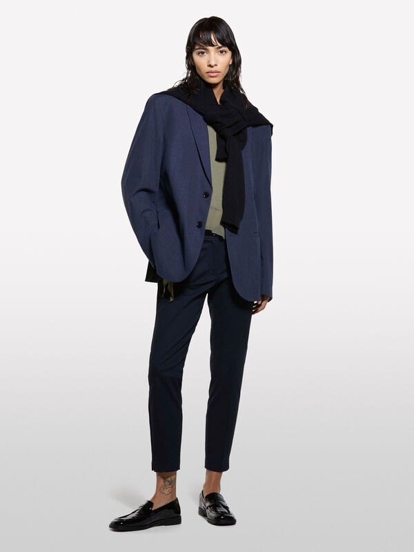 Chinos slim fit azul-escuro - calças chinos para mulher | Sisley