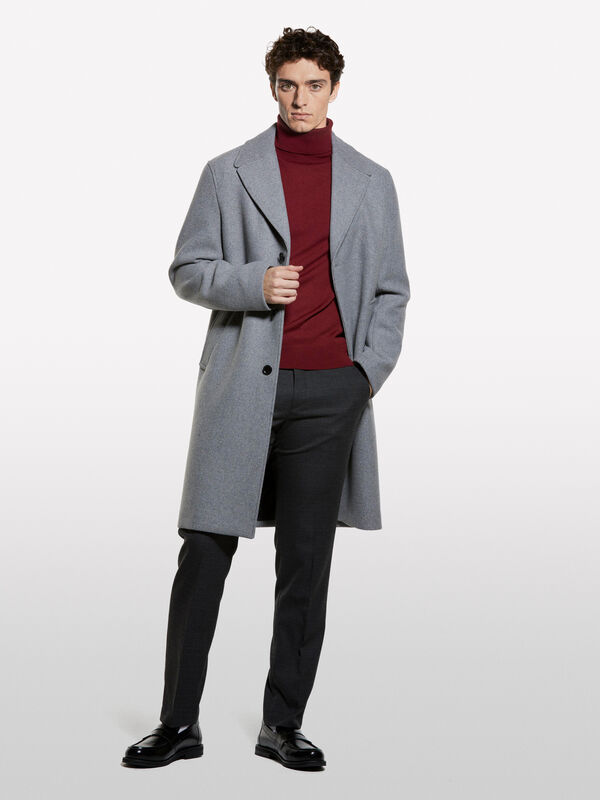 Camisola vermelho granada com gola alta - camisolas gola alta para homem | Sisley