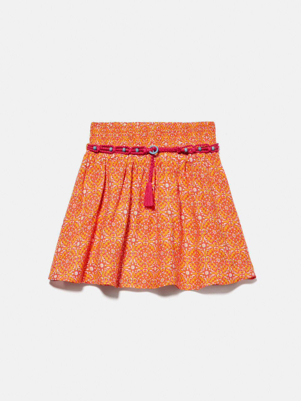Printed mini skirt with belt