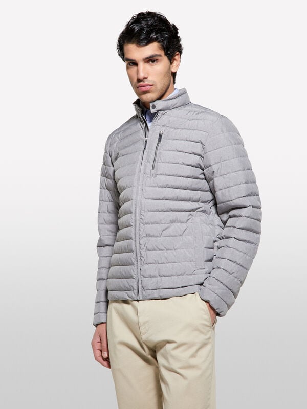 Casaco acolchoado biker cinza-claro - casacos de penas e casacos acolchoados para homem | Sisley