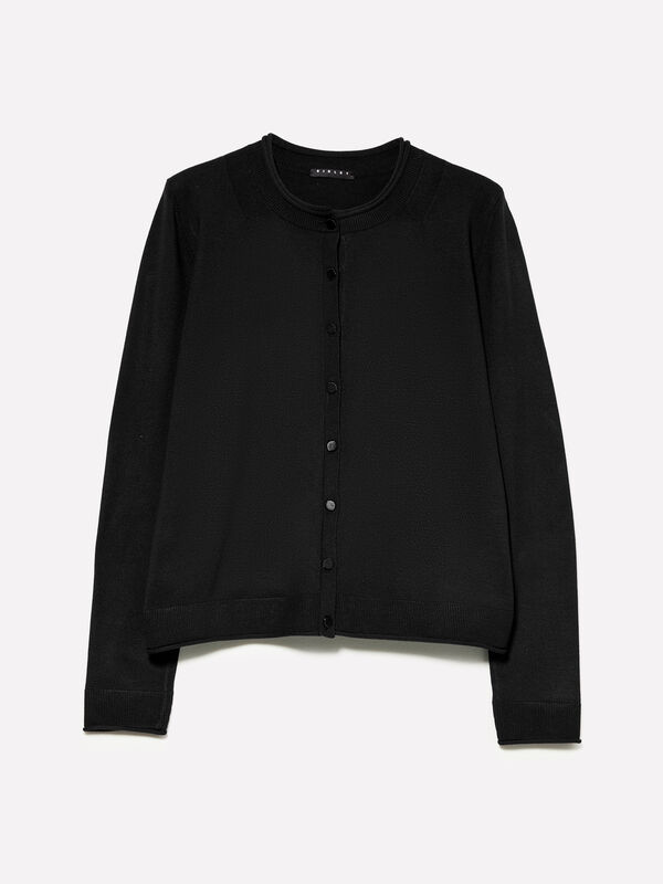 Cardigã regular fit preto - cardigãs para mulher | Sisley