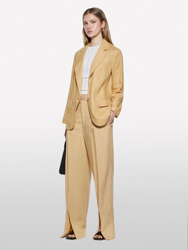 Blazer mostarda em 100% linho - blazers para mulher | Sisley