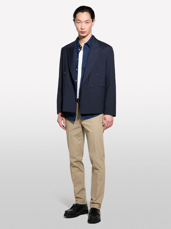 Chinos texturizados verde claro - calças slim para homem | Sisley
