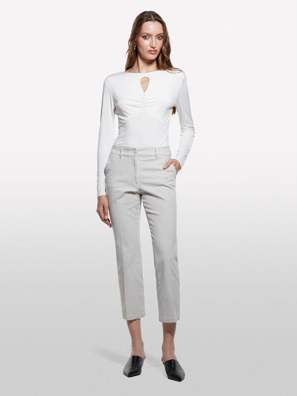 Calças flare fit bege - calças flare para mulher | Sisley