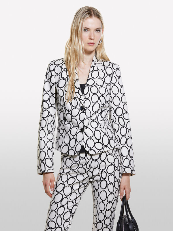 Blazer estampado em cetim branco nata - blazers para mulher | Sisley