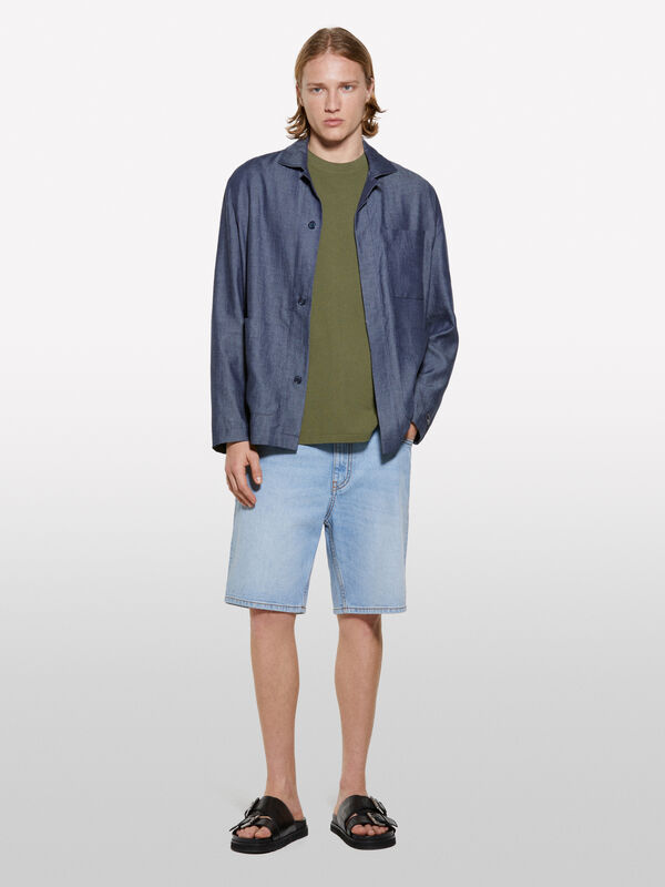 Bermuda de jeans claro - jeans calções para homem | Sisley