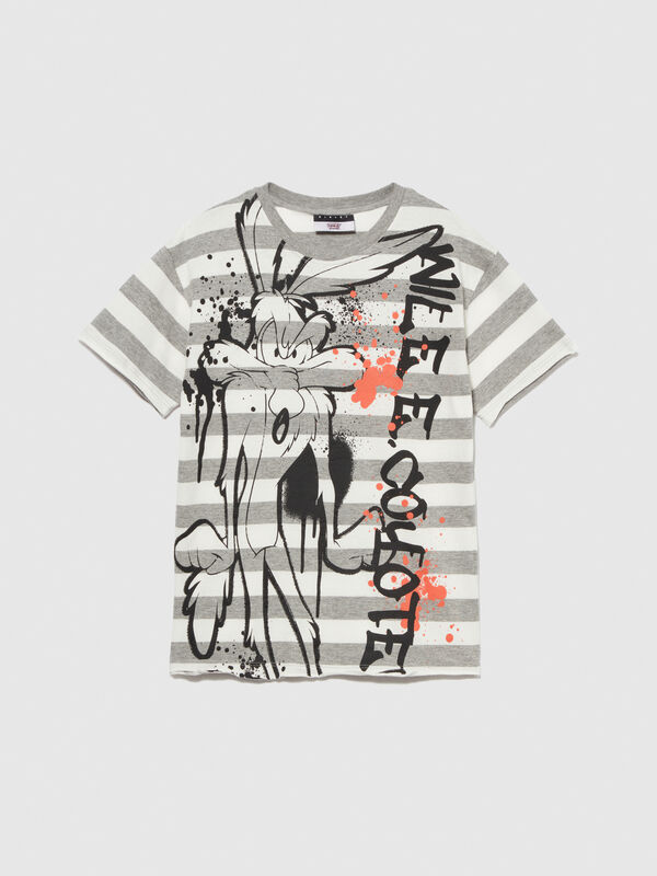 T-shirt às riscas com estampa ©Looney Tunes - t-shirt de manga curta para menino | Sisley Young