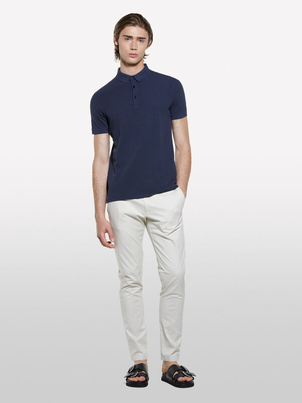Calças chino bege claro slim fit - calças slim para homem | Sisley