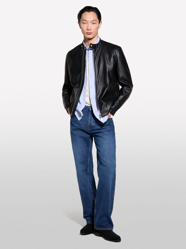 Blusão biker preto slim fit - blusões e casacos para homem | Sisley