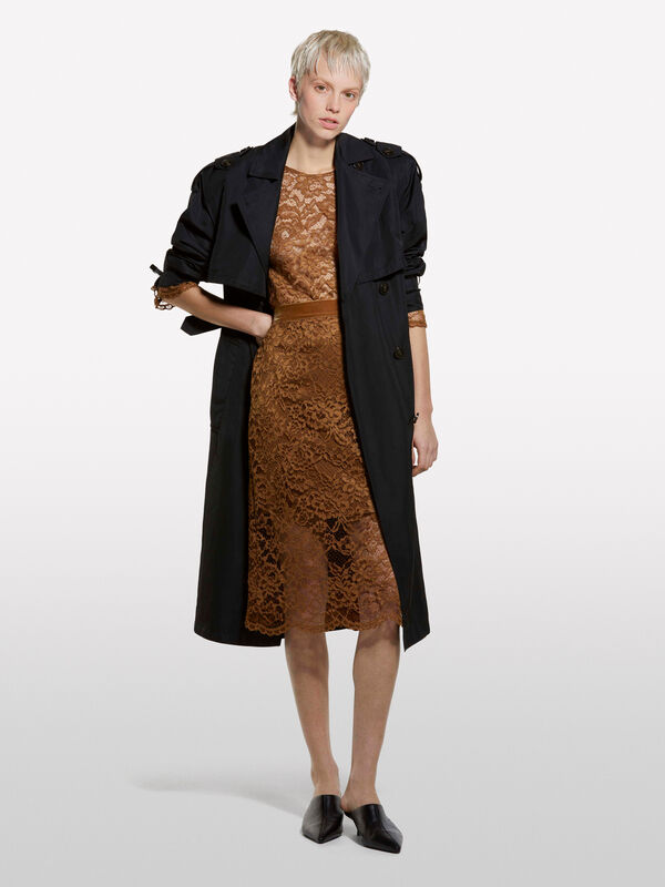 Saia em renda castanho claro - saias midi, longuette mulher | Sisley