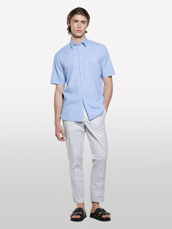 Calças branco nata slim comfort fit - calças slim para homem | Sisley
