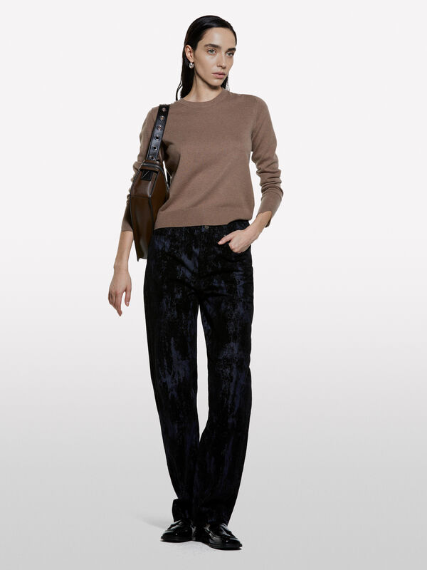 Camisola de gola redonda marrom - camisolas gola redonda para mulher | Sisley