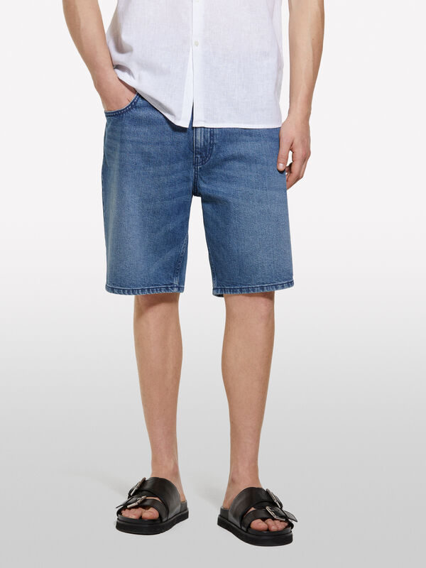 Bermuda de jeans escuro - jeans calções para homem | Sisley