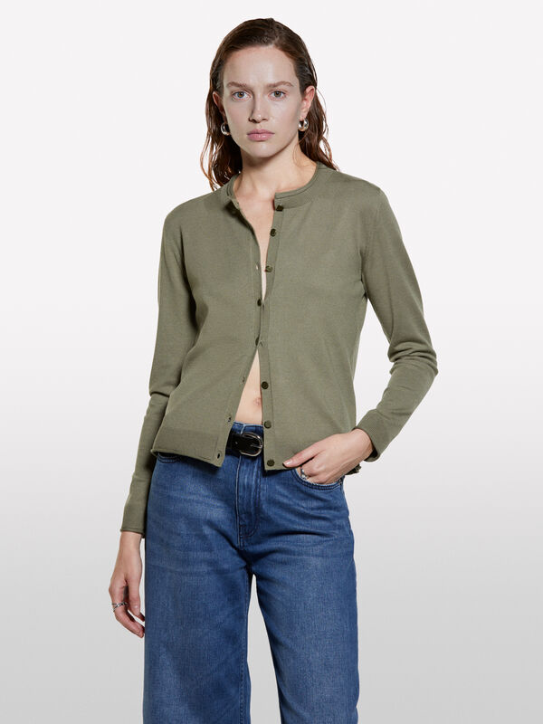 Cardigã regular fit verde militar - cardigãs para mulher | Sisley