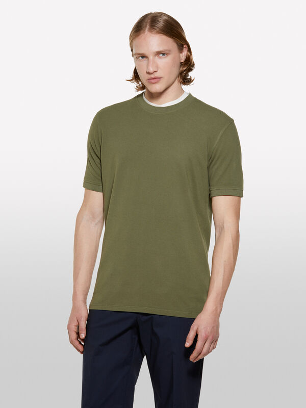T-shirt verde militar com mangas curtas - t-shirt de manga curta para homem | Sisley