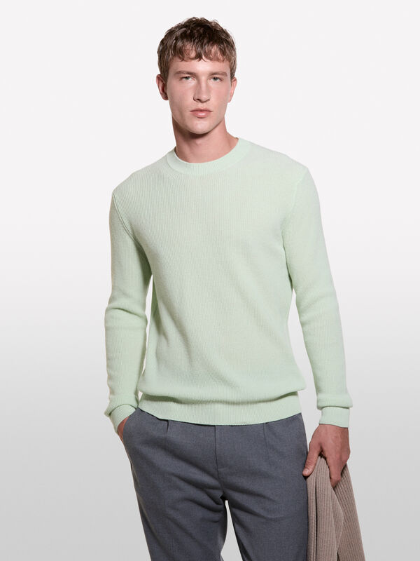 Camisola de gola redonda verde claro - camisolas gola redonda para homem | Sisley
