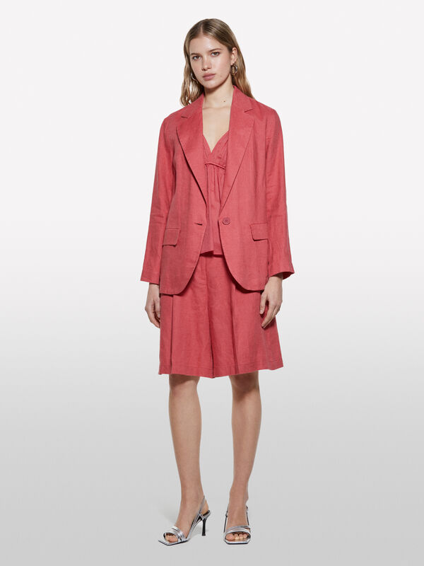 Bermudas blush em 100% linho - calças calções para mulher | Sisley