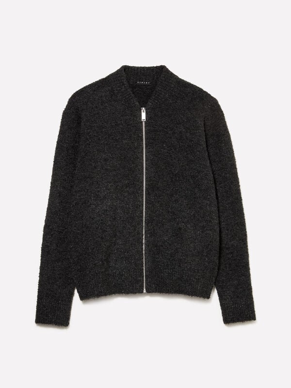 Bouclé cardigan with zip - cardigãs para homem | Sisley