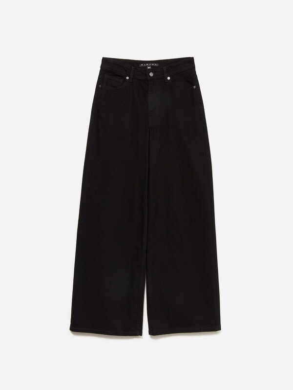 Jeans Style 72 wide fit preto Jeans Style 72 wide fit preto - jeans palazzo para mulher | Sisley