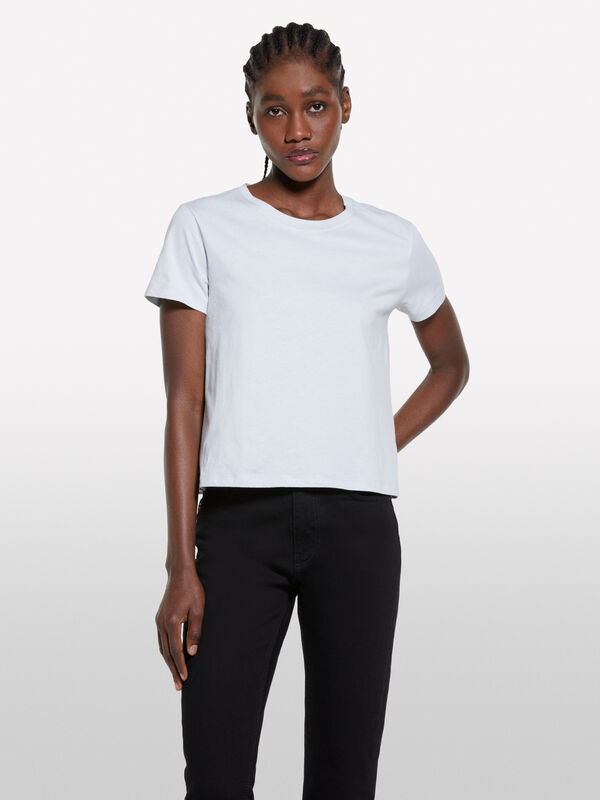 T-shirt boxy fit cinza-claro - t-shirt de manga curta para mulher | Sisley
