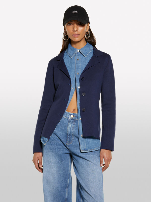 Blazer de malha azul-escuro - blazers para mulher | Sisley