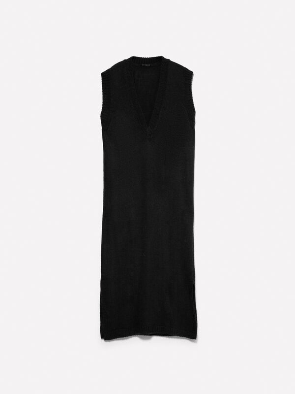 Vestido sem mangas de malha preto - vestidos compridos para mulher | Sisley