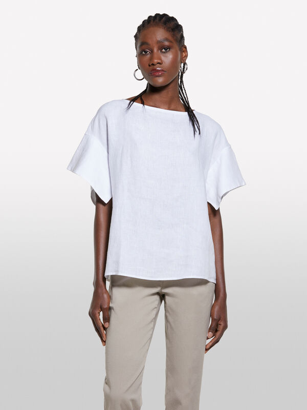 Blusa branca em 100% linho	 - blusas para mulher | Sisley