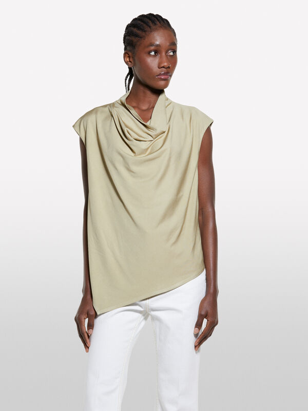 Top verde militar drapeado - blusas para mulher | Sisley