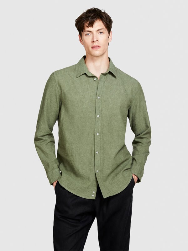 Camisa em mistura de linho - camisas linho para homem | Sisley