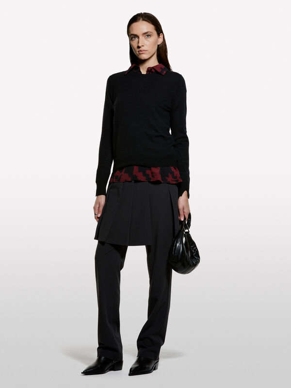 Camisola de gola redonda preta - camisolas gola redonda para mulher | Sisley