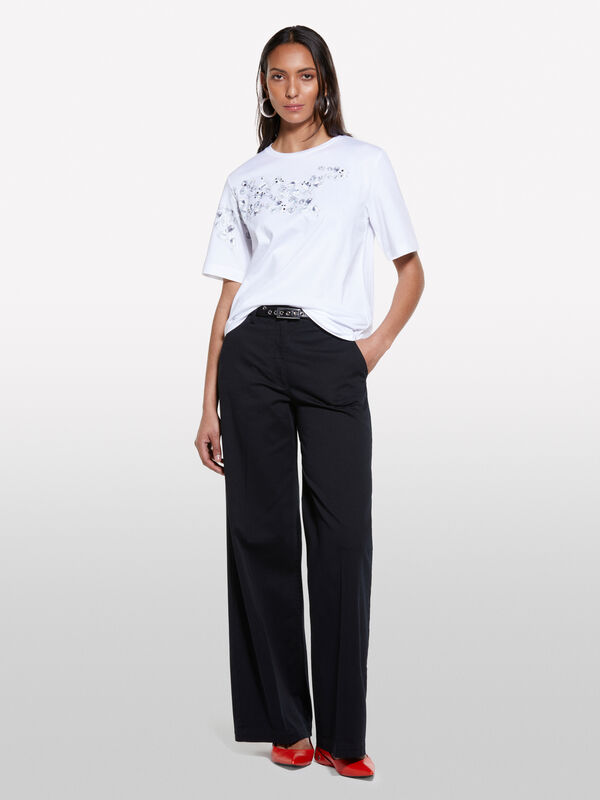 T-shirt branca com estampa - t-shirt de manga curta para mulher | Sisley