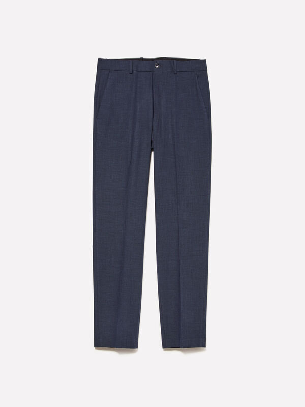 Calças chino azul-escuro - calças slim para homem | Sisley