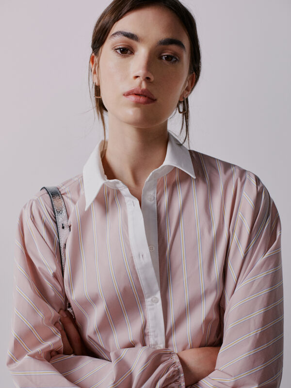 Chinelos às riscas rosa com contraste - camisas para mulher | Sisley
